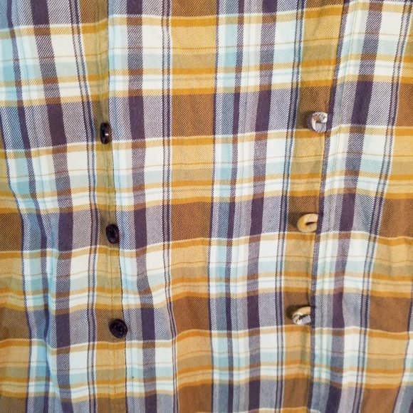 Horny Toad Long Sleeve Plaid Button Shirt Women's size S Burnt Orange and Brown - Picture 5 of 10